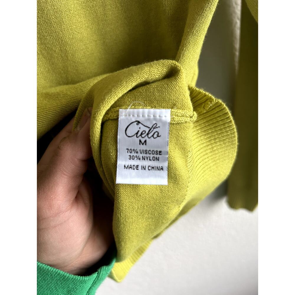 Cielo Key Lime Green Color Button Front Cardigan - Picture 3 of 4
